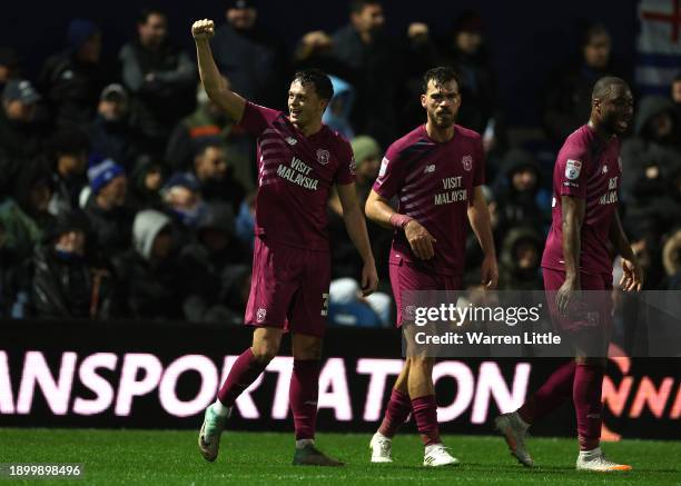 Perry Ng of Cardiff City celebrates scoring a goal during the Sky Bet Championship match between Queens Park Rangers and Cardiff City at Loftus Road...