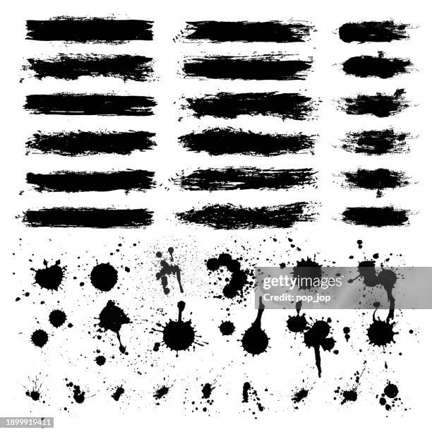 grunge elements set - vector illustration - splattered stock illustrations