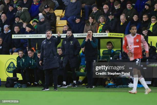 David Wagner, Manager of Norwich City, reacts during the Sky Bet Championship match between Norwich City and Southampton FC at Carrow Road on January...