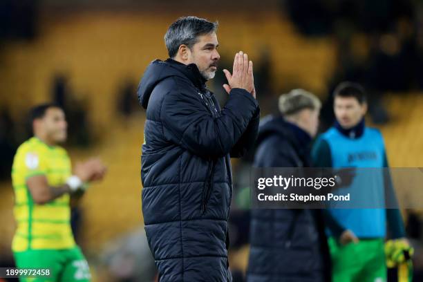 David Wagner, Manager of Norwich City, applauds fans following the Sky Bet Championship match between Norwich City and Southampton FC at Carrow Road...