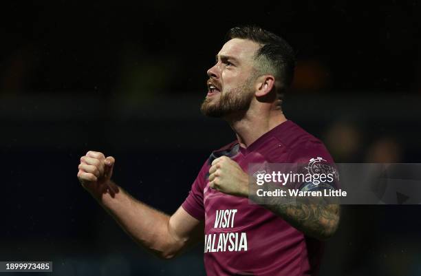 Joe Ralls of Cardiff City celebrates to the fans at the final while after the Sky Bet Championship match between Queens Park Rangers and Cardiff City...