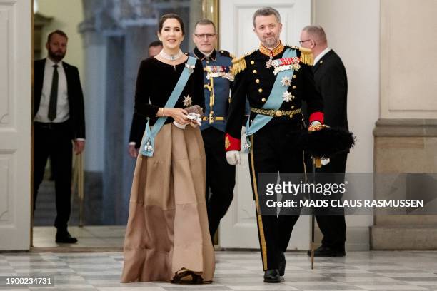 Crown Prince Frederik and Crown Princess Mary arrive for a New Year's cure for officers from the Armed Forces and the Emergency Management Agency,...