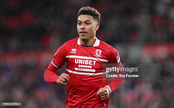 Middlesbrough player Morgan Rogers in action during the Sky Bet Championship match between Middlesbrough and Coventry City at Riverside Stadium on...