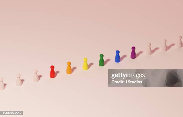 lgbtq pawns in a row - chess pieces stock pictures, royalty-free photos & images