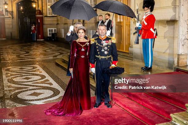 Crown Princess Mary of Denmark and Crown Prince Frederik of Denmark arrive at Amalienborg Palace for the traditional new year reception on January 1,...