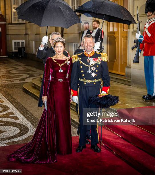 Crown Princess Mary of Denmark and Crown Prince Frederik of Denmark arrive at Amalienborg Palace for the traditional new year reception on January 1,...