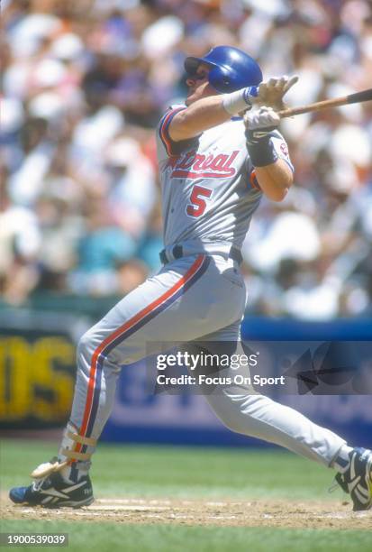 Sean Berry of the Montreal Expos bats against the San Francisco Giants during a Major League Baseball game circa 1993 at Candlestick Park in San...