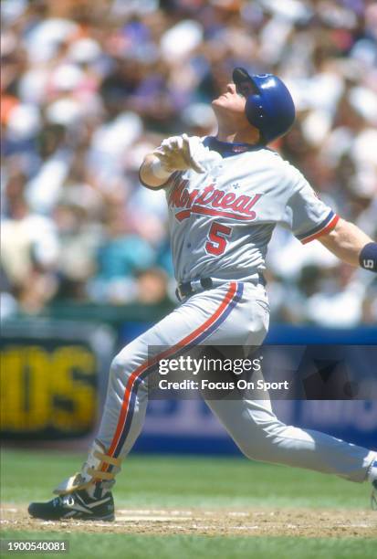 Sean Berry of the Montreal Expos bats against the San Francisco Giants during a Major League Baseball game circa 1993 at Candlestick Park in San...