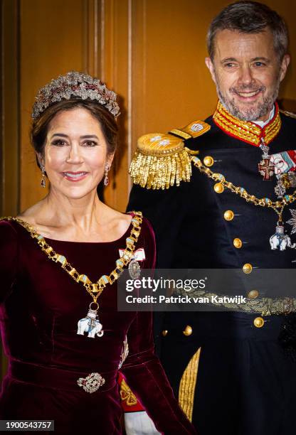 Crown Prince Frederik of Denmark and Crown Princess Mary of Denmark arrive at Amalienborg Palace for the traditional new year reception on January 1,...