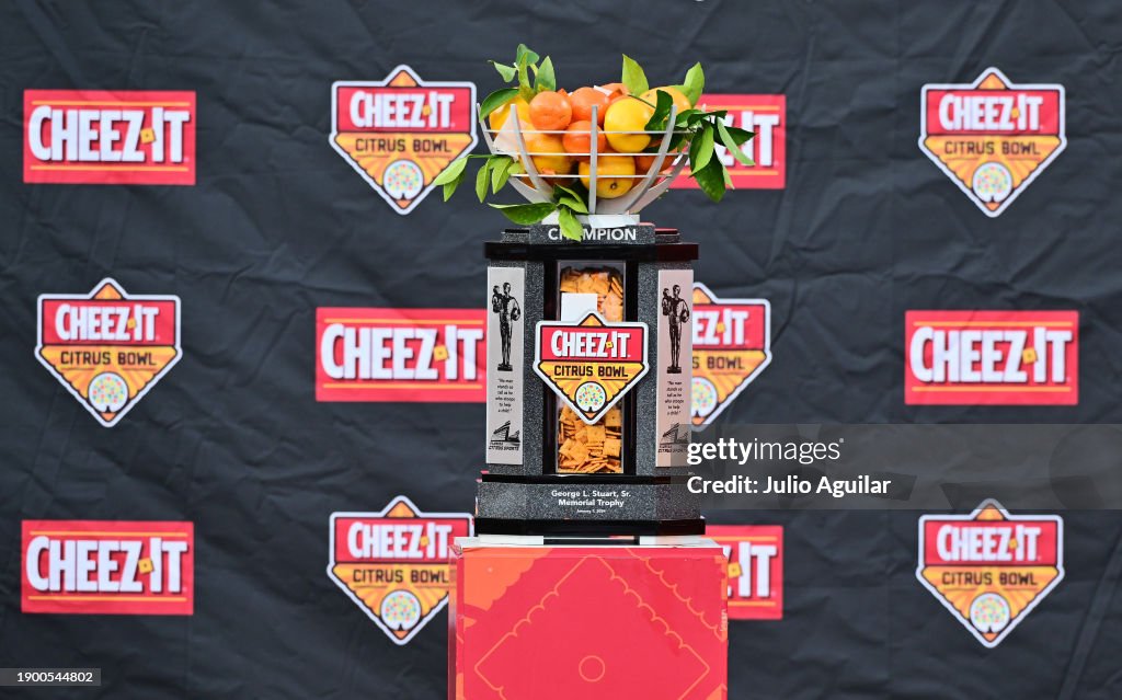 A detail of the Trophy following the 2024 CheezIt Citrus Bowl... News