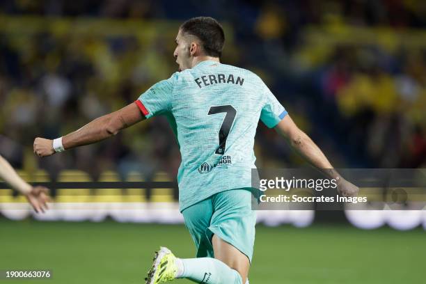 Ferran Torres of FC Barcelona celebrates 1-1 during the LaLiga EA Sports match between Las Palmas v FC Barcelona at the Gran Canaria Stadium on...