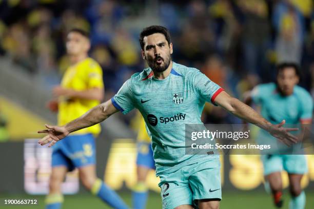 Ilkay Gundogan of FC Barcelona celebrates 1-2 during the LaLiga EA Sports match between Las Palmas v FC Barcelona at the Gran Canaria Stadium on...