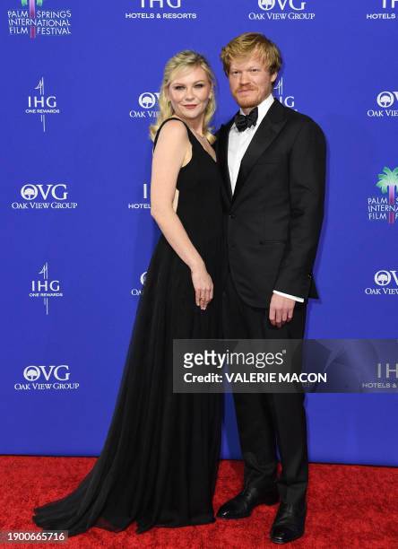Actress Kirsten Dunst and husband US actor Jesse Plemons arrive for the 35th Annual Palm Springs International Film Festival Awards Gala at the...