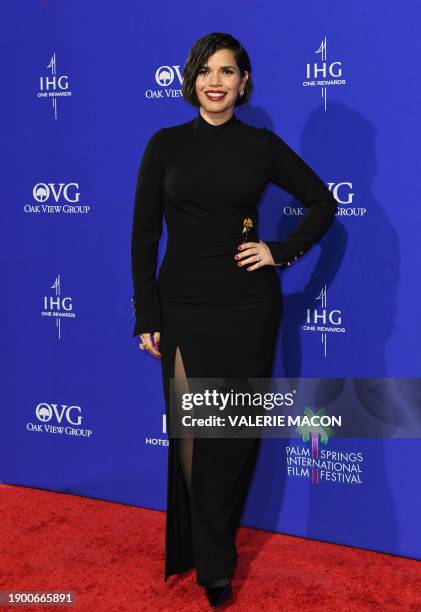 Actress America Ferrera arrives for the 35th Annual Palm Springs International Film Festival Awards Gala at the Convention Center in Palm Springs,...