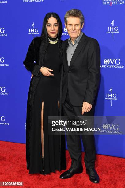 Actor Willem Dafoe and spouse Giada Colagrande arrive for the 35th Annual Palm Springs International Film Festival Awards Gala at the Convention...