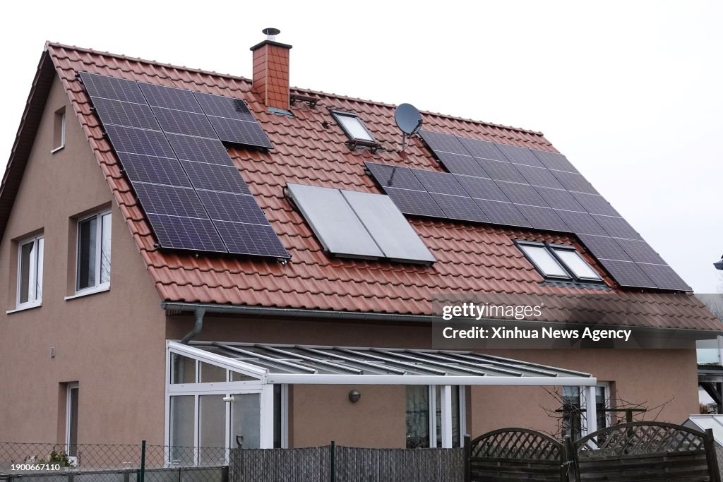 This photo taken on Jan. 4, 2024 shows solar panels installed on the ...