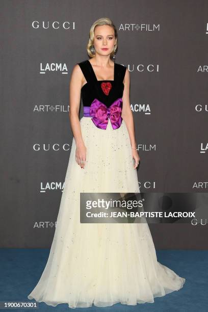 Actress Brie Larson arrives for the 2019 LACMA Art+Film Gala at the Los Angeles County Museum of Art in Los Angeles on November 2, 2019.