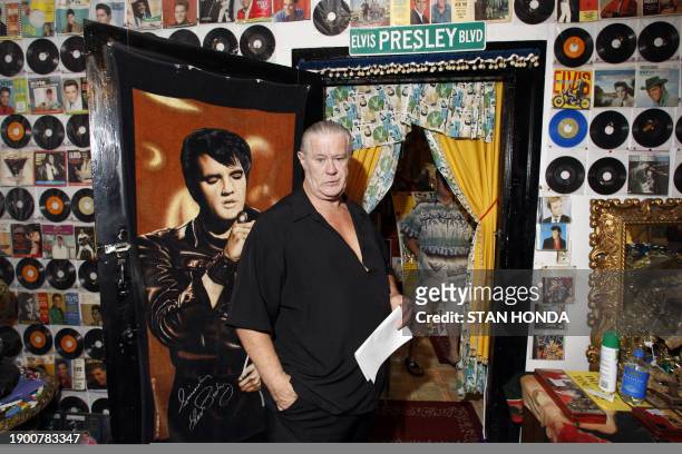 Elvis Presley fan Paul MacLeod gives a tour of his vast collection of Presley related items, 17 August 2007, at his home which he calls "Graceland...