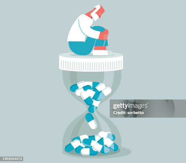 drug side effects - elderly man - painkiller stock illustrations