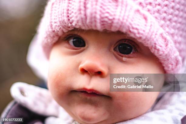 portrait of baby girl in the park - baby girl stock pictures, royalty-free photos & images