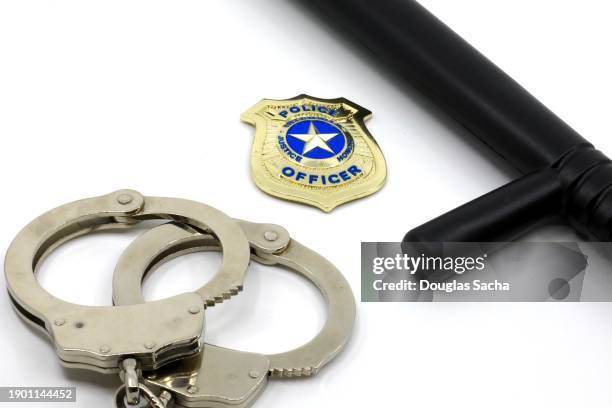 police concepts - baton, badge, and handcuffs - military badge stock pictures, royalty-free photos & images