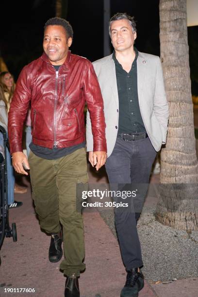 Cuba Gooding Jr. And Fabian Basabe are seen on January 01, 2024 in Miami, Florida.