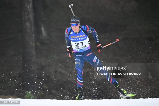 France's Quentin Fillon Maillet competes during the men's 10km sprint event of the IBU Biathlon World Cup in Oberhof, eastern Germany on January 5,...