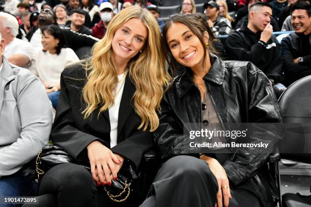 Kate Bock and a friend attend a basketball game between the Los Angeles Clippers and the Miami Heat at Crypto.com Arena on January 01, 2024 in Los...