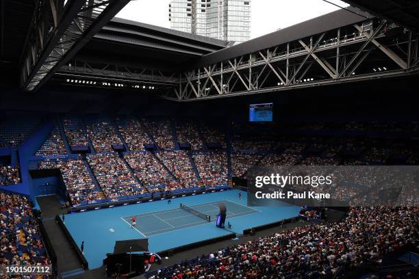 General view during the men's singles match between Novak Djokovic of Team Serbia and Jiri Lehecka of Team Czech Republic during day five of the 2024...