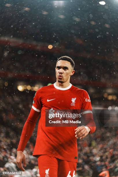 Trent Alexander-Arnold of Liverpool during the Premier League match between Liverpool FC and Newcastle United at Anfield on January 1, 2024 in...