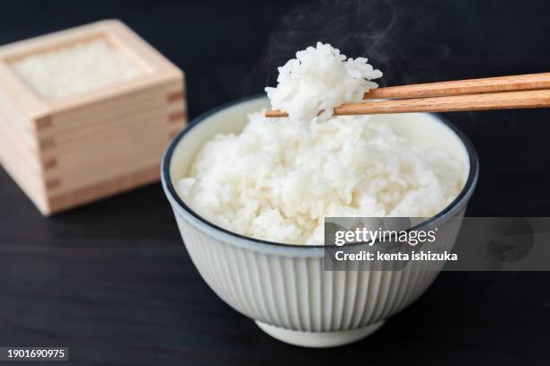 delicious freshly cooked rice 01 - rice bowl stockfoto's en -beelden