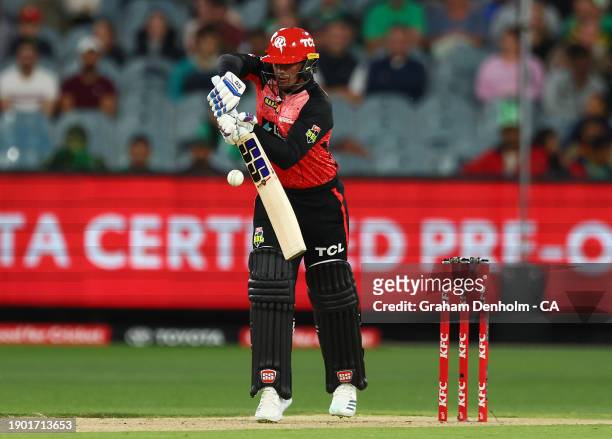 Quinton de Kock of the Renegades bats during the BBL match between Melbourne Stars and Melbourne Renegades at Melbourne Cricket Ground on January 02,...