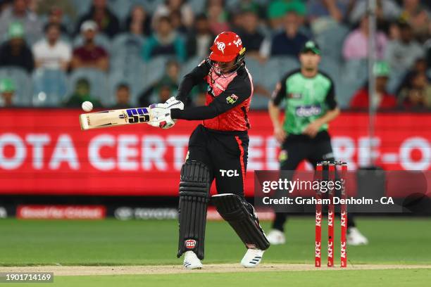 Quinton de Kock of the Renegades bats during the BBL match between Melbourne Stars and Melbourne Renegades at Melbourne Cricket Ground on January 02,...