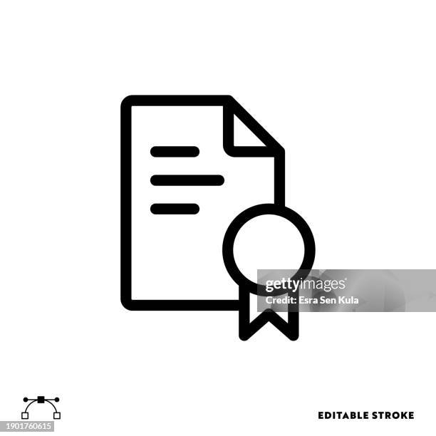 certificate universal simple line icon design with editable stroke. suitable for infographics, web pages, mobile apps, ui, ux, and gui design. - certificate-icon stock illustrations