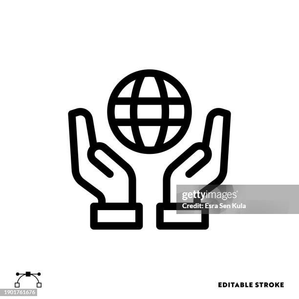 responsible business universal simple line icon design with editable stroke. suitable for infographics, web pages, mobile apps, ui, ux, and gui design. - fair trade stock illustrations