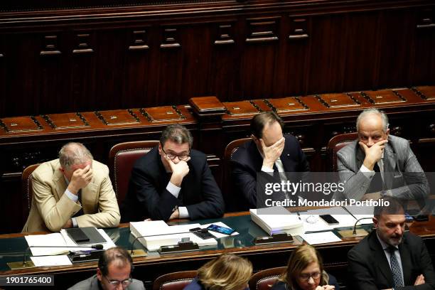 Minister of Economy and Finance of Italy Giancarlo Giorgetti, Italian Senator Luca Ciriani, Minister of the Interior of the Italian Republic Matteo...