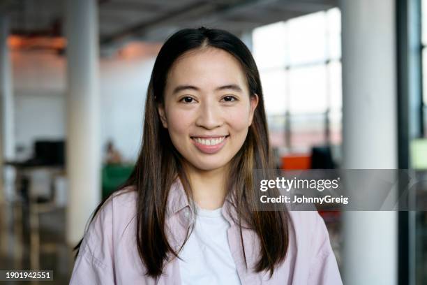 office portrait of taiwanese businesswoman in early 30s - headshot stock pictures, royalty-free photos & images