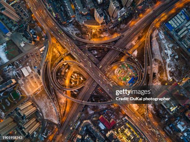 night view of modern city overpass - kai stock pictures, royalty-free photos & images