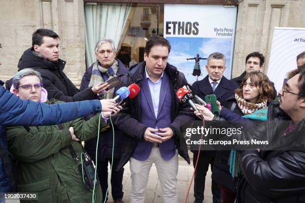 S executive director, Javier Galiana, gives remarks at the inauguration of the Actual 2024 Festival, at the Casa de la Imagen, on 02 January, 2024 La...