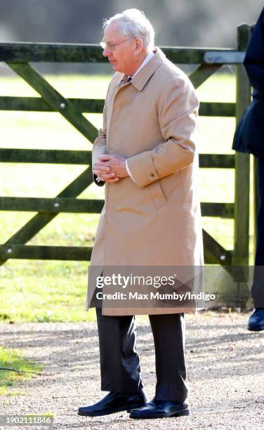 Prince Richard, Duke of Gloucester attends the New Year's Eve Mattins service at the Church of St Mary Magdalene on the Sandringham estate on...