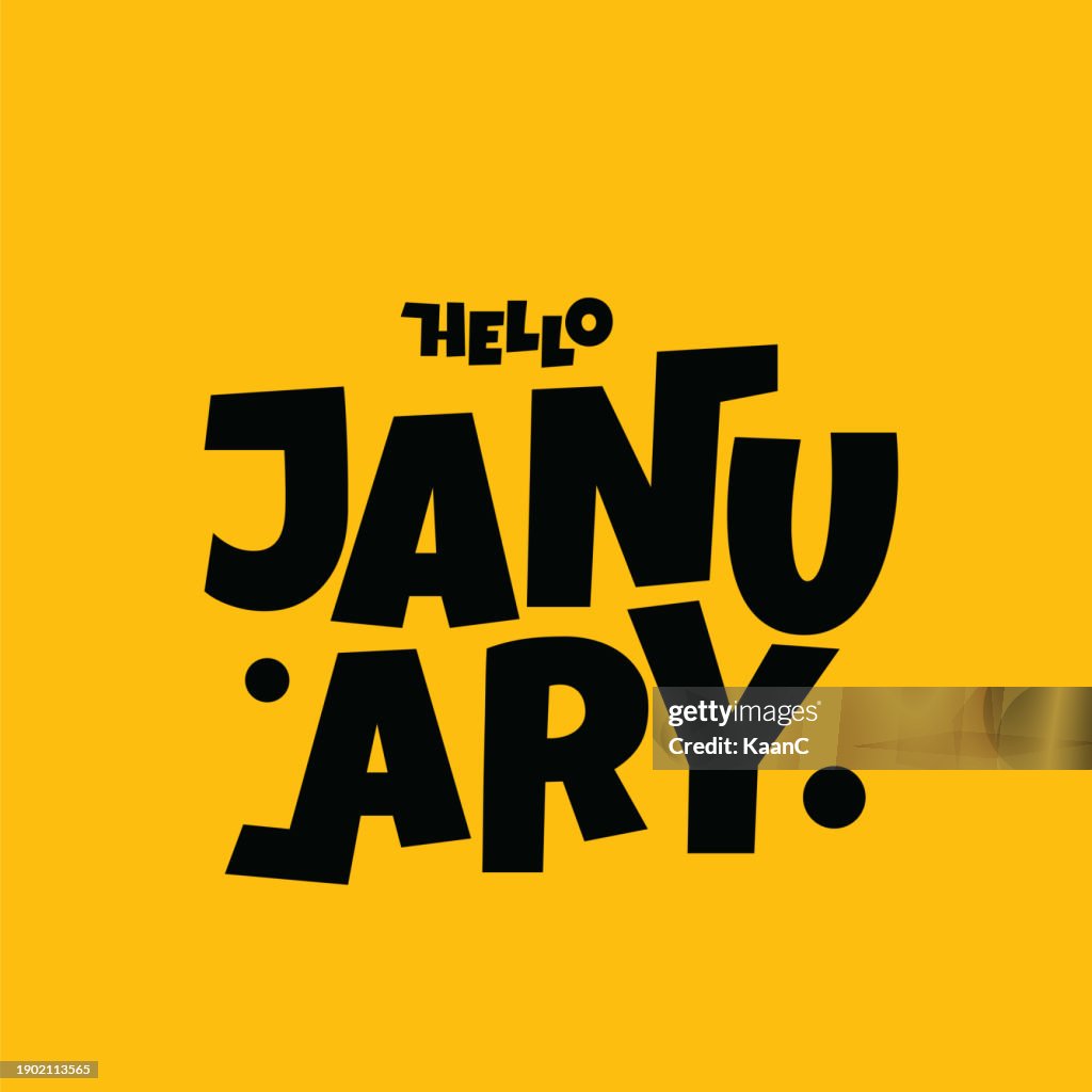 Hello January Label Hello January Lettering Vector Stock Illustration January Abstract ...