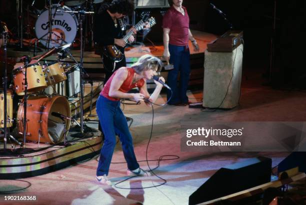 British-Australian singer Andy Gibb performing during a UNICEF concert at the United Nations in New York, January 9th 1979.