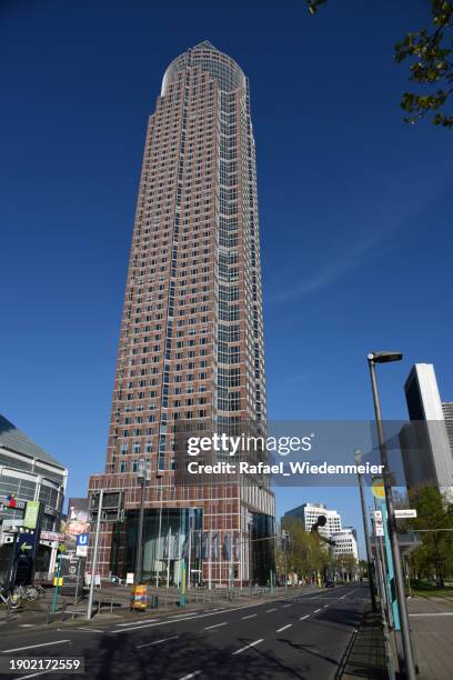 frankfurt am main with messeturm - messeturm stock-fotos und bilder