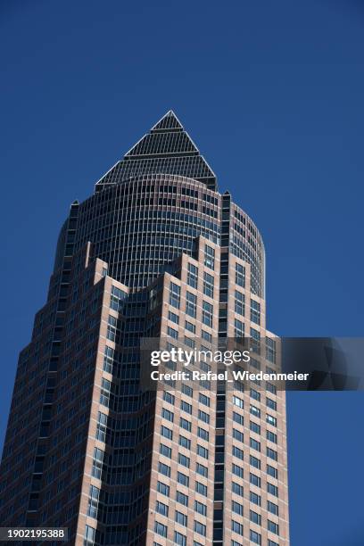 frankfurt am main with messeturm - messeturm stock-fotos und bilder