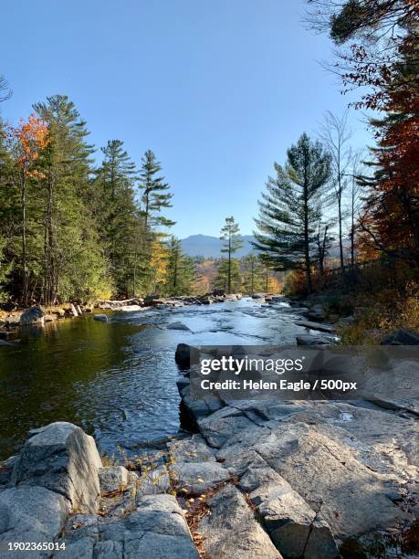 scenic view of river against clear sky,jackson,new hampshire,united states,usa - deer river new hampshire stock pictures, royalty-free photos & images