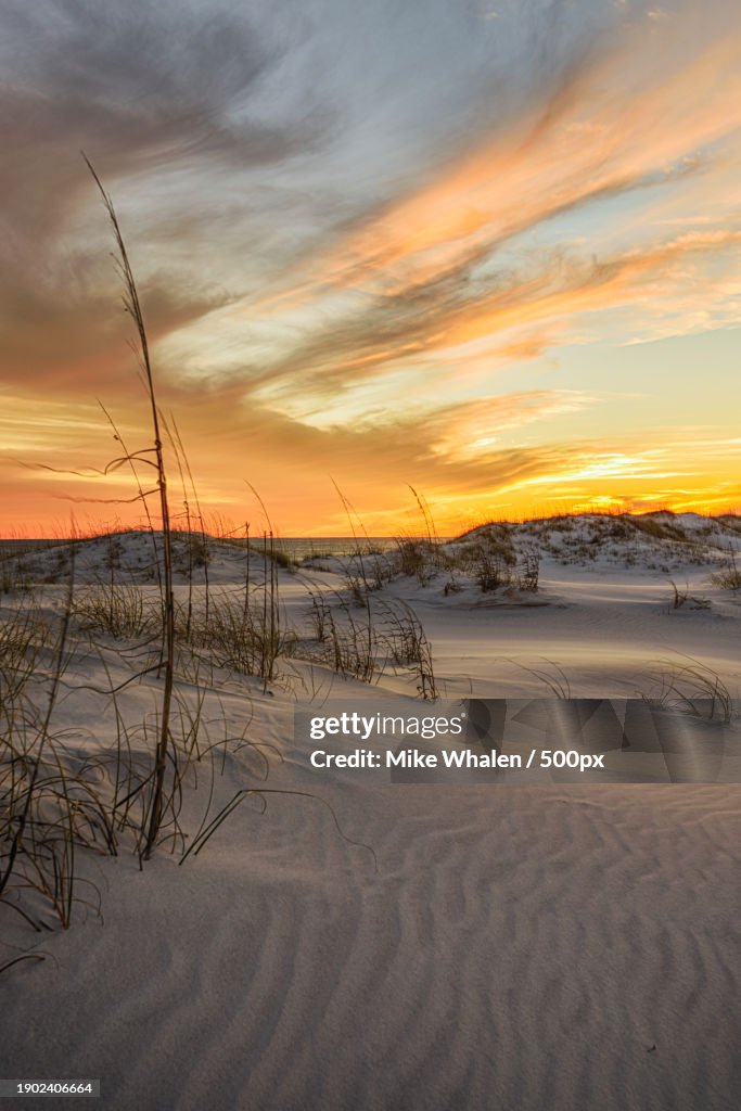 Scenic view of beach against sky during sunset,Okaloosa Island,Florida,United States,USA