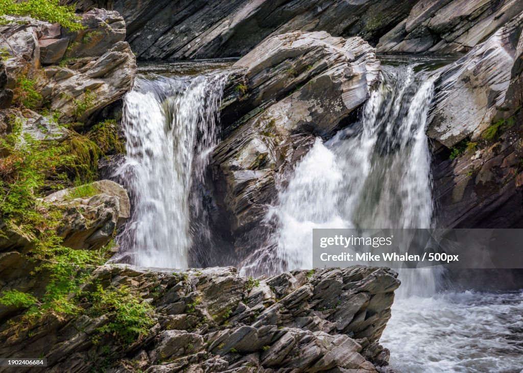 Scenic view of waterfall,Bellows Falls,Vermont,United States,USA