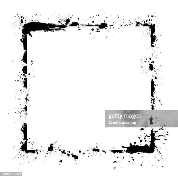 grunge frame square black and white empty - vector illustration - rough border stock illustrations