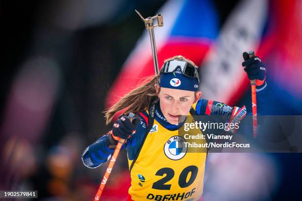 Justine Braisaz-Bouchet of France takes first place during IBU World Cup Biathlon - Sprint Women on January 5, 2024 in Oberhof, Germany.