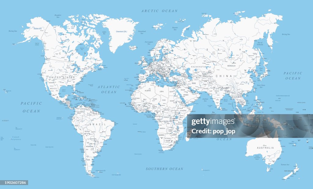 World Map Highly Detailed Vector Map Of The World High-Res Vector ...